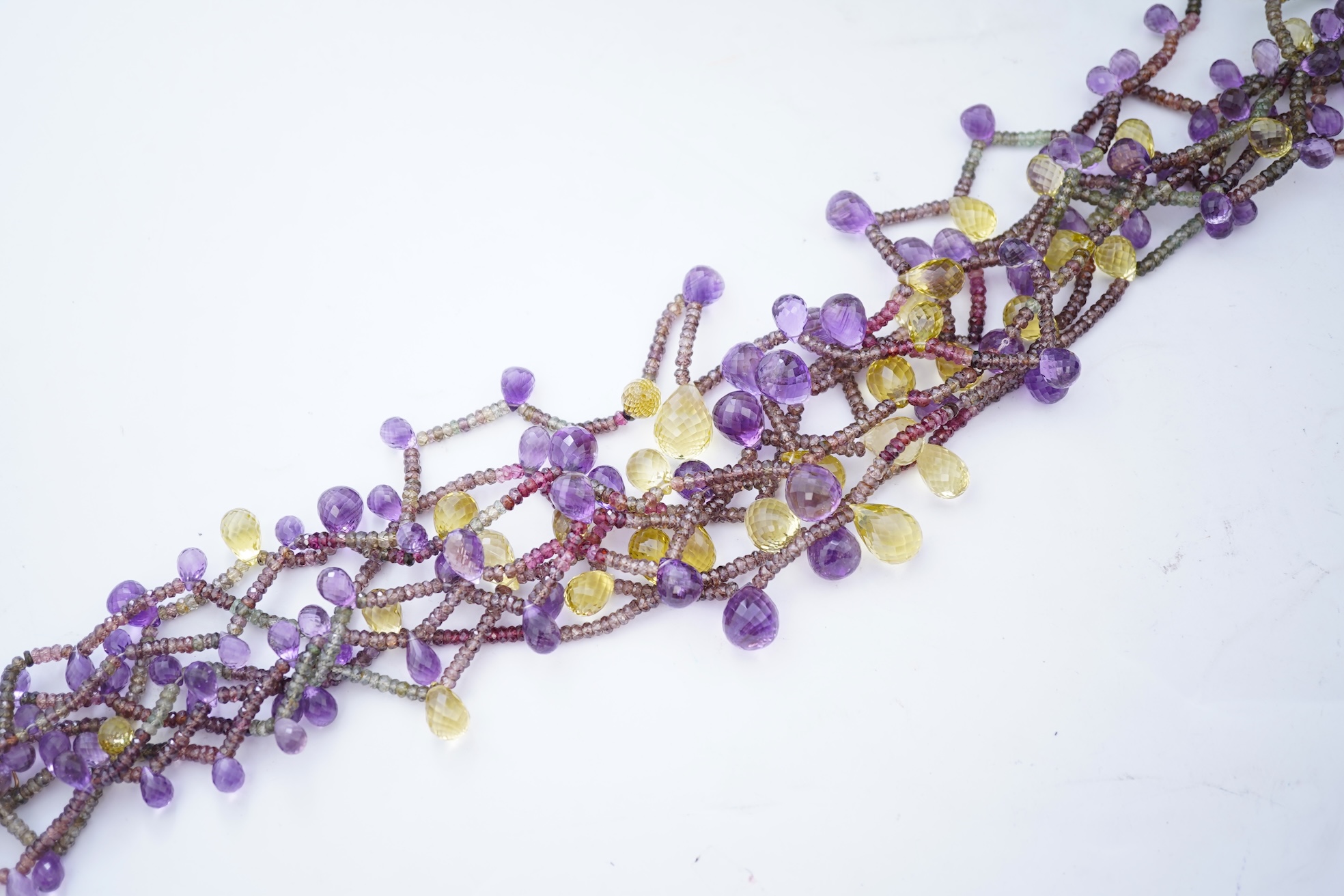 A tourmaline, citrine and amethyst necklace